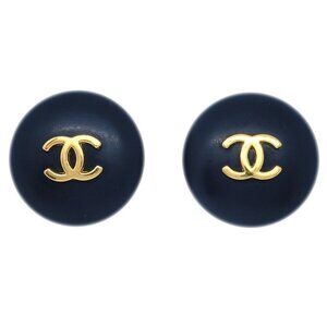 Chanel Black Button Earrings Clip-On